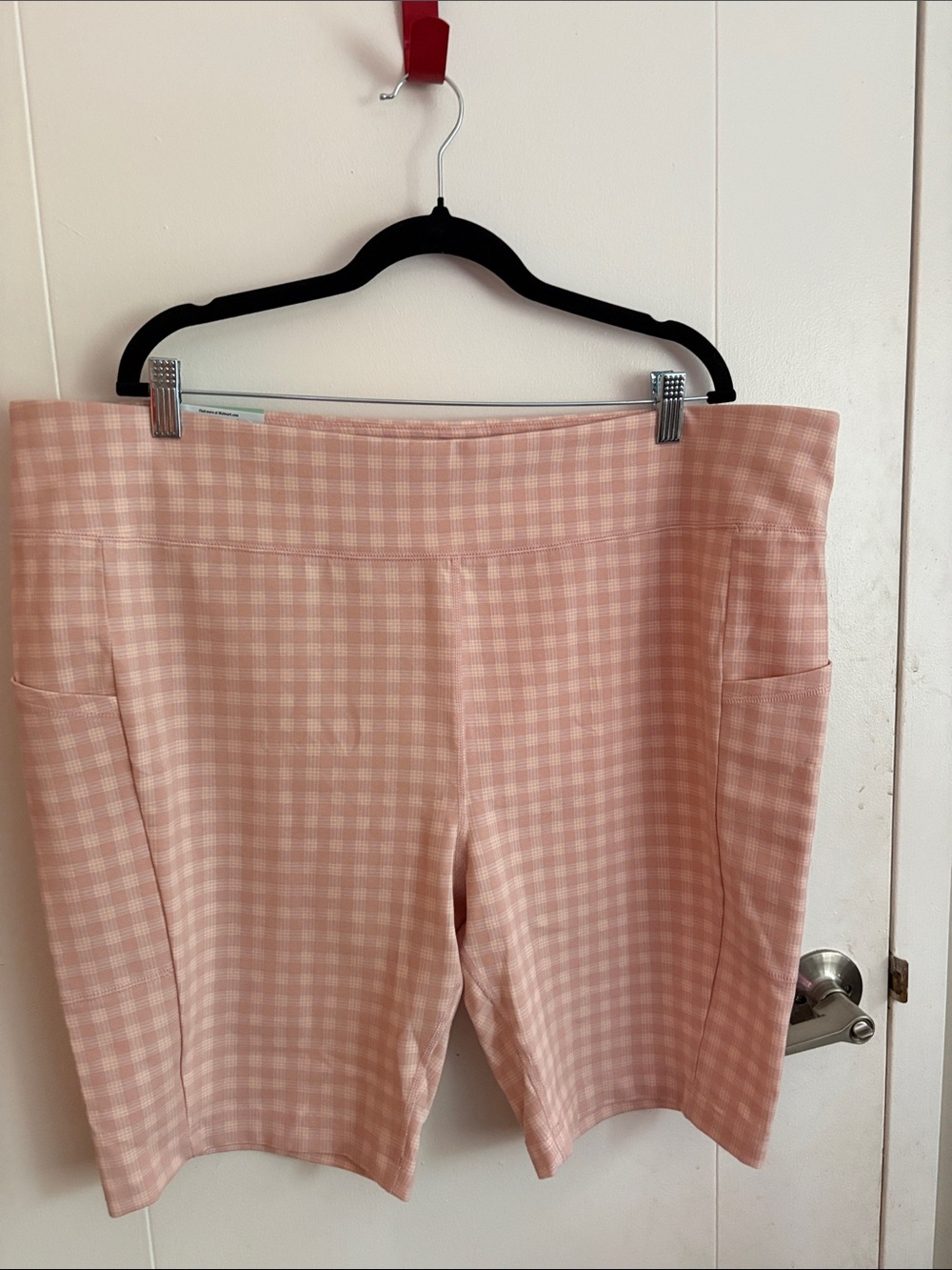 Terra & Sky Pink Gingham Bike Shorts with Pocket